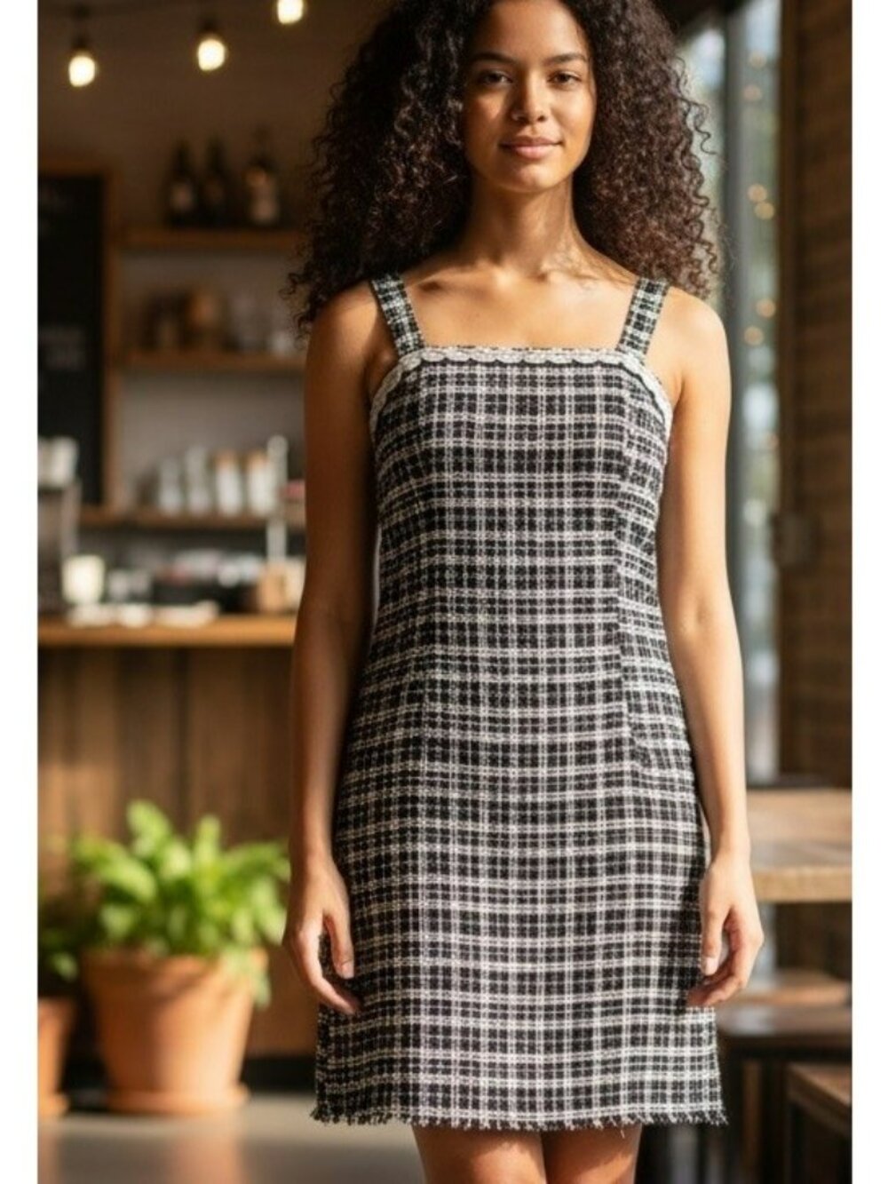 Tahari ASL Dress Womens 14 Black White Tweed Sleeveless Sheath NWT $149